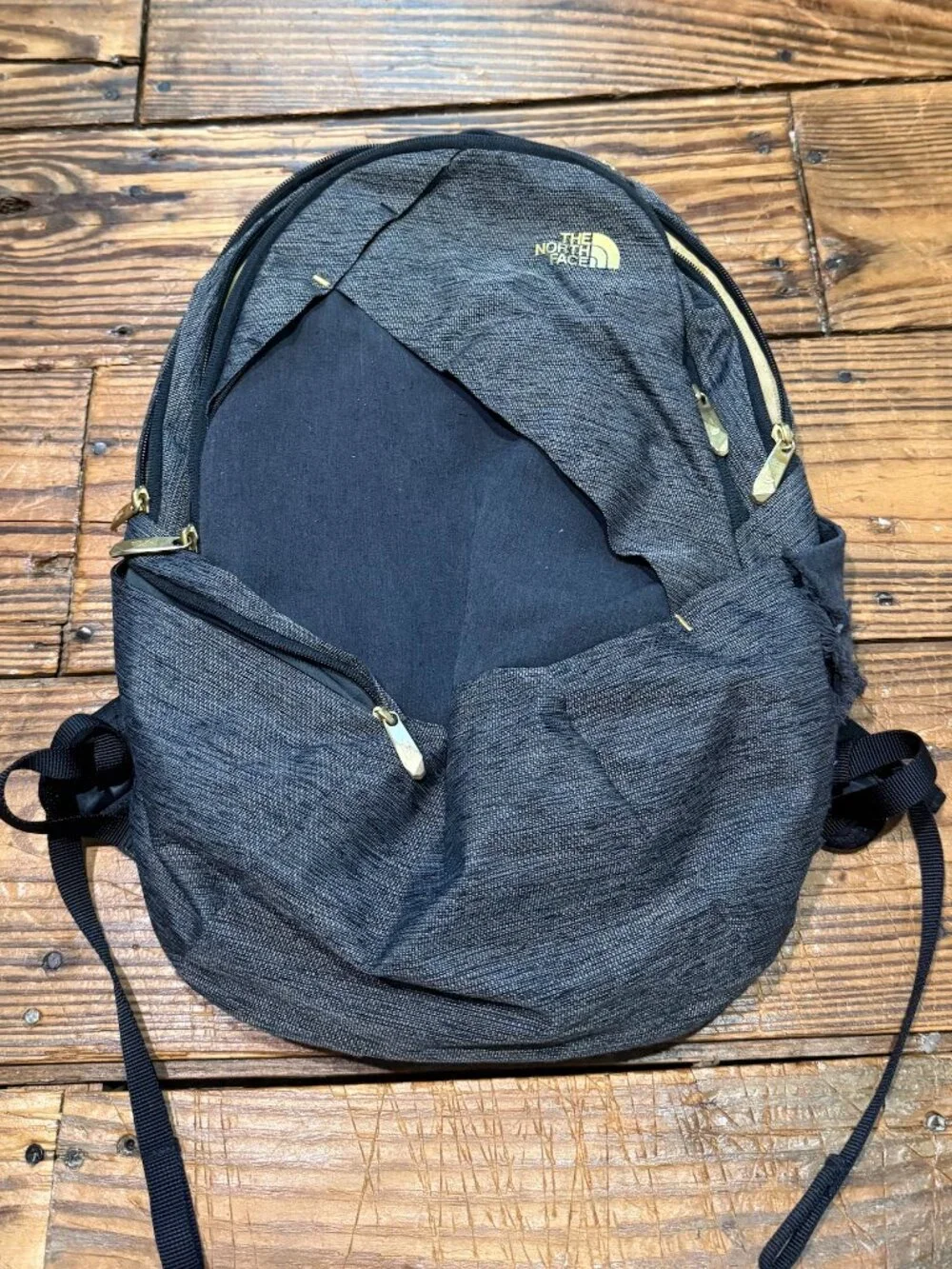 North Face Isabella Backpack Womens Gray Black Rose Gold Laptop School Travel